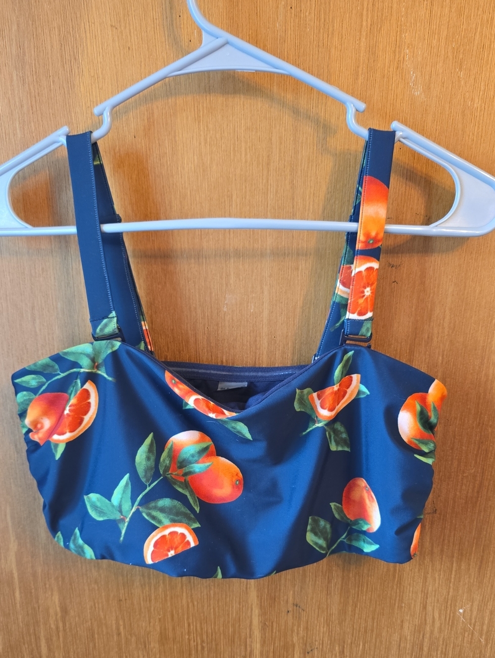 Old Navy Navy Blue Bikini Top with Orange Citrus Print